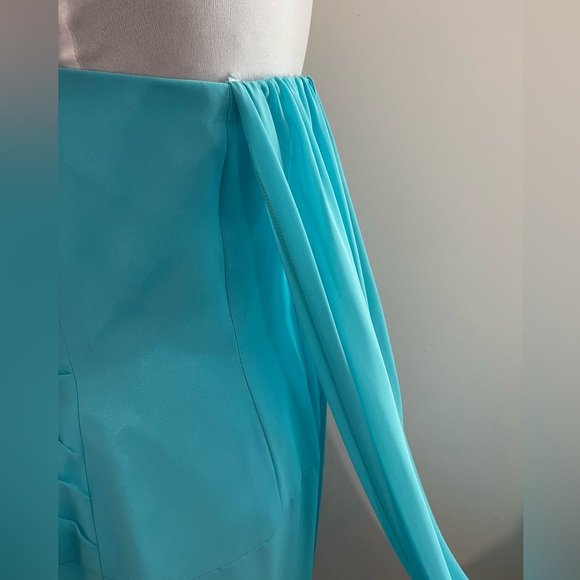 Strapless Formal w/front slit and back draped train- Sz 12 - Picture 8 of 10